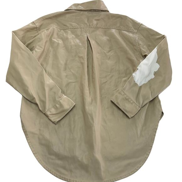 Saylor Top Womens Small Tan Remi Faux Leather 1/4 Zip Pullover - Picture 6 of 11